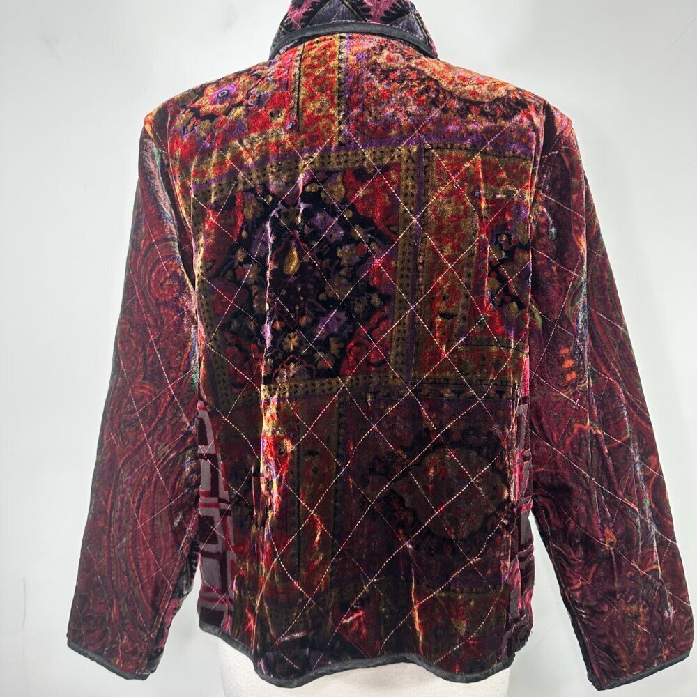 COLDWATER CREEK Velvet Blazer Floral Button Dark Romantic Holiday Boho PXL - Picture 9 of 13